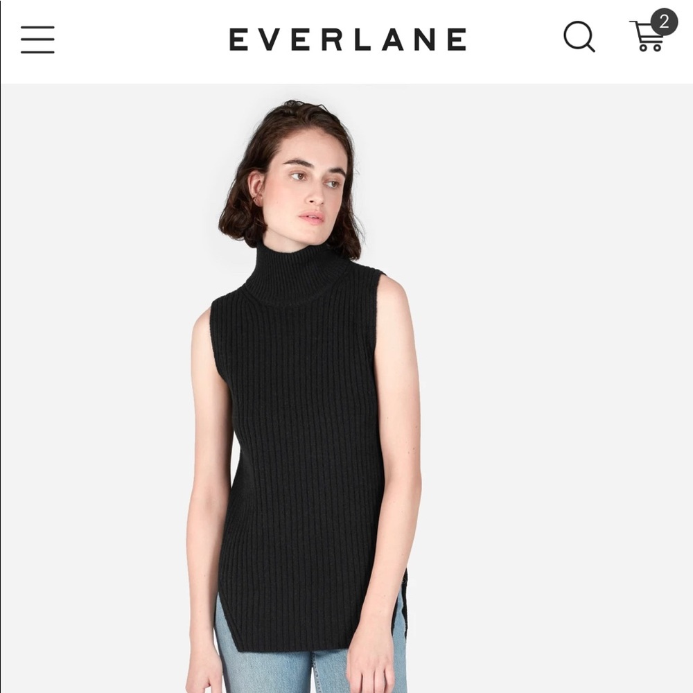 Everlane The Ribbed Wool-Cashmere Sleeveless Turtleneck - XS